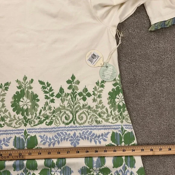 Spartina 449 Island Dress Women XLarge Beige Blue Peeples Song Floral Fringe - Picture 10 of 13